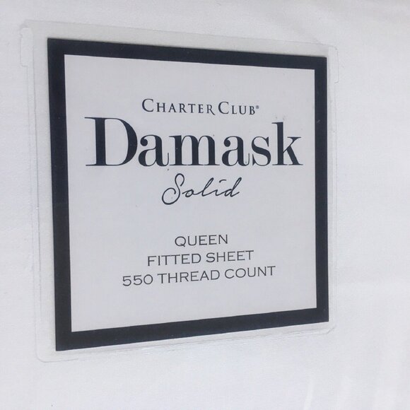 new SOLID WHITE Charter Club 550 TC 100% Cotton 18” Deep Queen Fitted Sheet - Picture 1 of 7